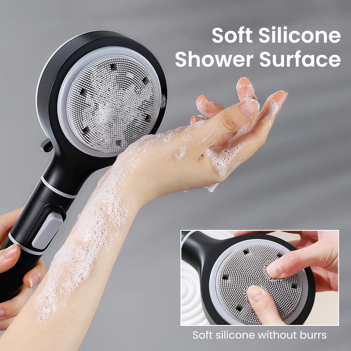 Serplex Pressurized Shower Head with Built in Filtration Double Sided Handheld Shower Brush Scrubber Shower Head with 5 Spray Modes 2 in 1 Spa Shower Head with Water Stop Button Universal Shower Head Serplex Pressurized Shower Head with Built in Filtration Double Sided Handheld Shower Brush Scrubber Shower Head with 5 Spray Modes 2 in 1 Spa Shower Head with Water Stop Button Universal Shower Head